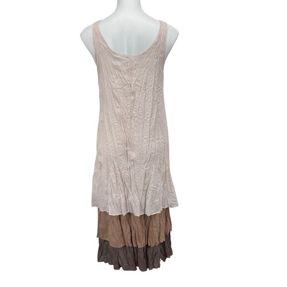 A’reve Anthropologie Women's Layered Dress SZ L Beige Boho Fairy Tunic Flowy Fun - Picture 2 of 10